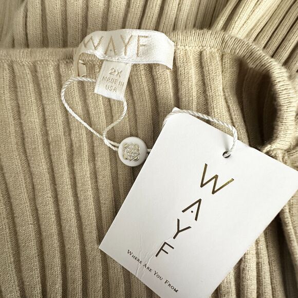 WAYF Cardigan Women 2X Plus Beige Frenchie Ribbed Button Sweater Preppy Boho NWT - Picture 4 of 9